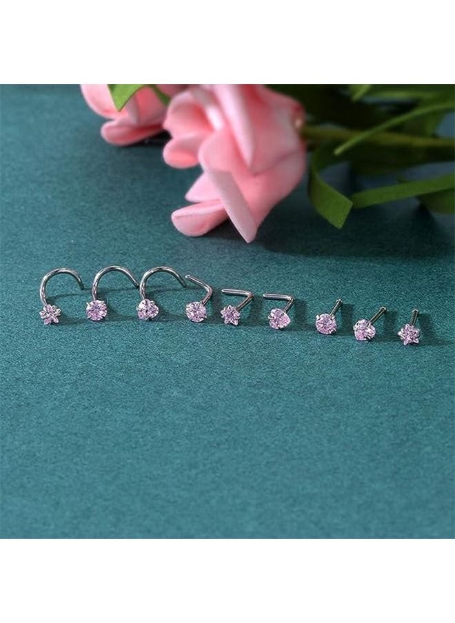 Ocean - 9PCS 20G Surgical Stainless Steel Nose Stud Ring Piercing Nose Bone Rings Set - Image 1