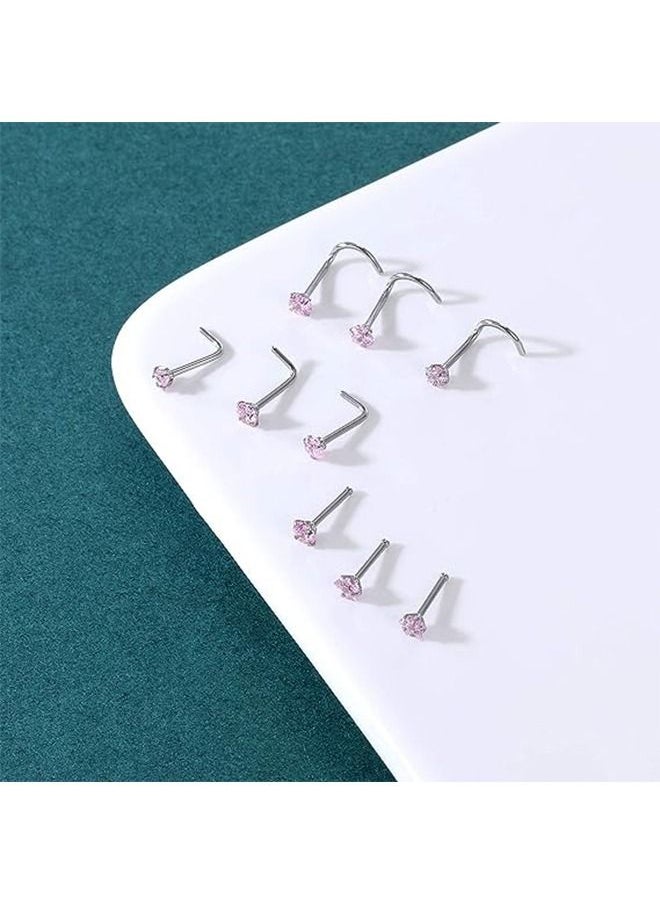 Ocean - 9PCS 20G Surgical Stainless Steel Nose Stud Ring Piercing Nose Bone Rings Set - Image 1
