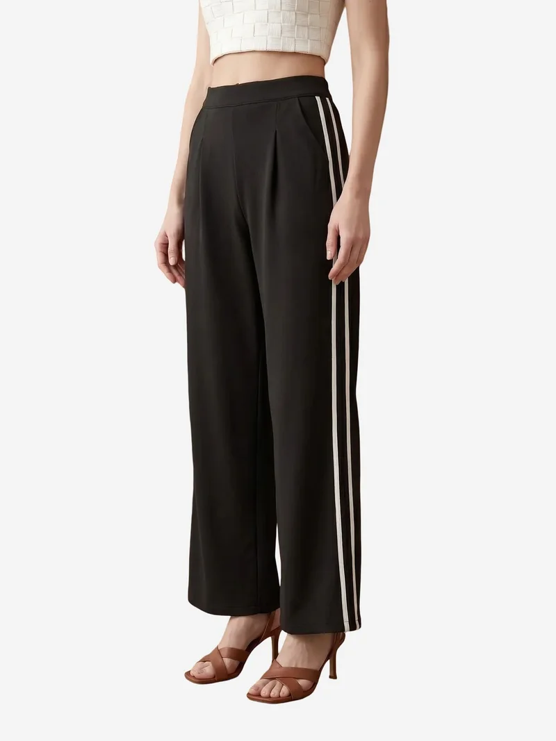 My Fashion Black MY FASHION High-Waist Pleated Wide-Leg Trousers for Women | Best Price UAE