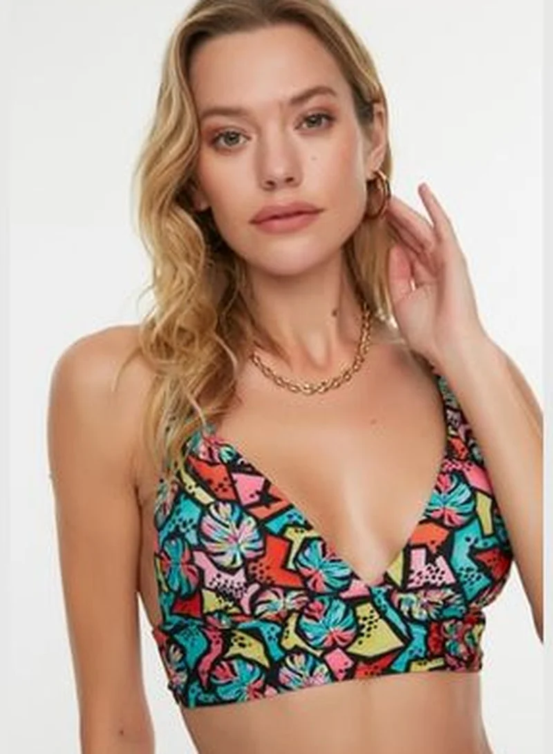 trendyol Geometric Patterned Triangle Bikini Top TBESS21BU0343