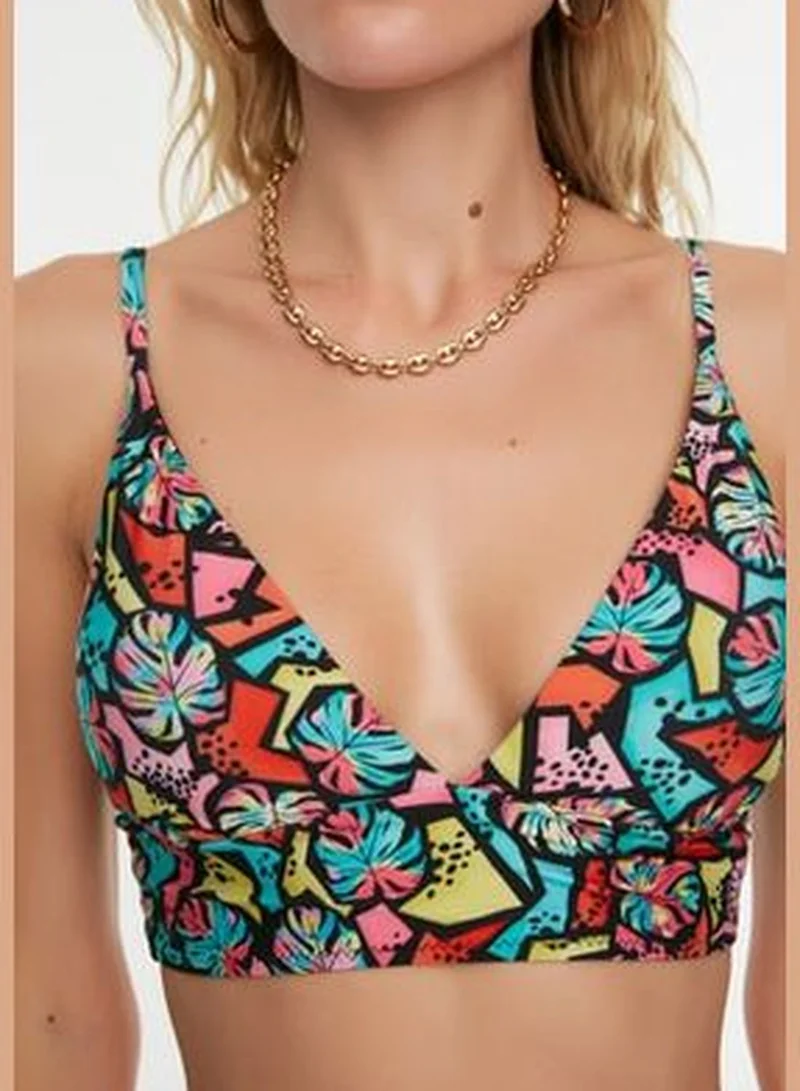 trendyol Geometric Patterned Triangle Bikini Top TBESS21BU0343