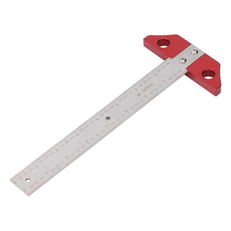 8in T Square Ruler, Metal Woodworking Layout Scriber with Dual Metric Imperial Scale, Aluminum Alloy Carpenter Square for Cabinet Shelves Desk Marking - Image 5