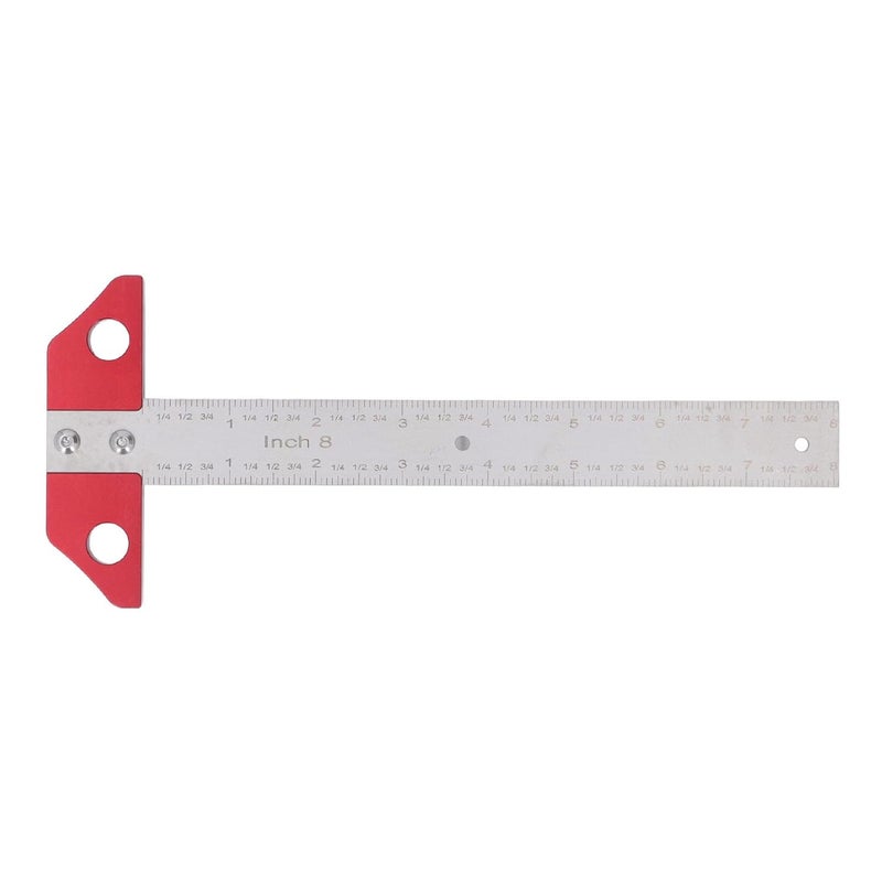 8in T Square Ruler, Metal Woodworking Layout Scriber with Dual Metric Imperial Scale, Aluminum Alloy Carpenter Square for Cabinet Shelves Desk Marking - Image 1