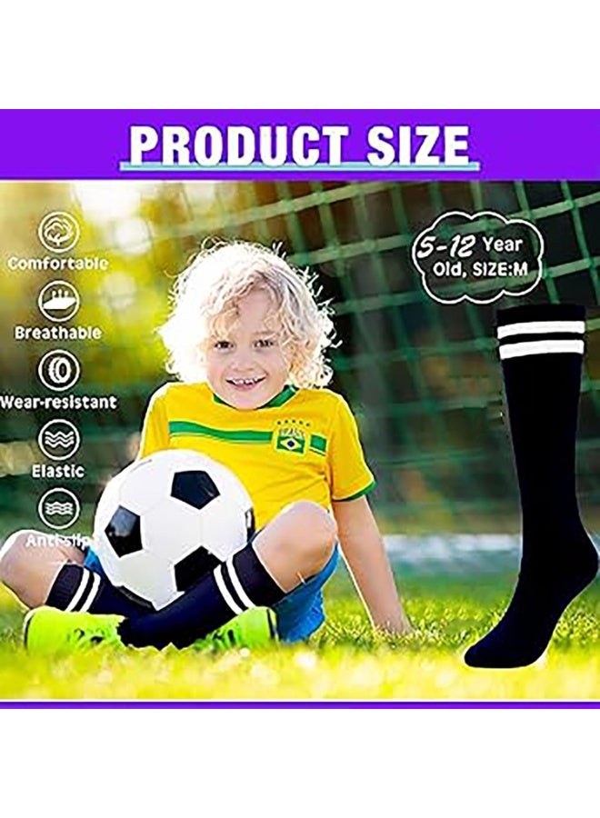 4 Pairs Soccer Socks, Long Knee-High Football Socks with Non-Slip Grip & Thickened Sole for Boys and Girls, Breathable Sports Performance Socks - Image 4