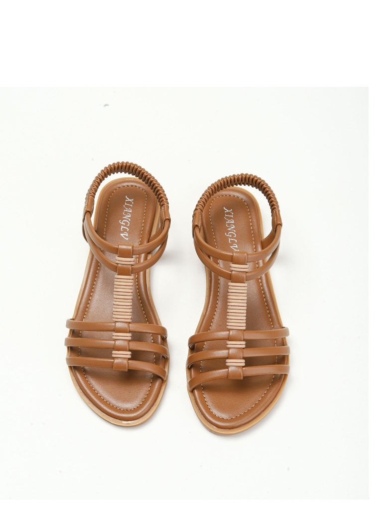SIKETU 2025 Summer New Roman Sandals Retro Hollow Flat Comfortable Tourist Beach Sandals  - Image 2