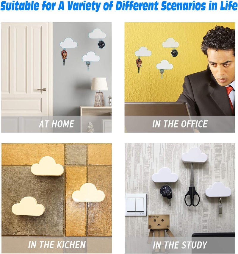 Meyerascal 2PCS White Cloud Magnetic Key Holder for Wall, Strong Magnetic to Securely Hang Multiple Keys and Keychain, Novelty Cute Home Decorations, Easy to Install and Convenient to Use.(2 White) - Image 5