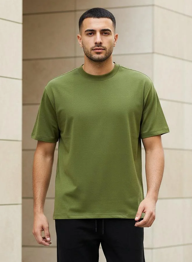 Splash FAV Men Relaxed Fit Crew Neck Drop Shoulder Sleeve T shirt
