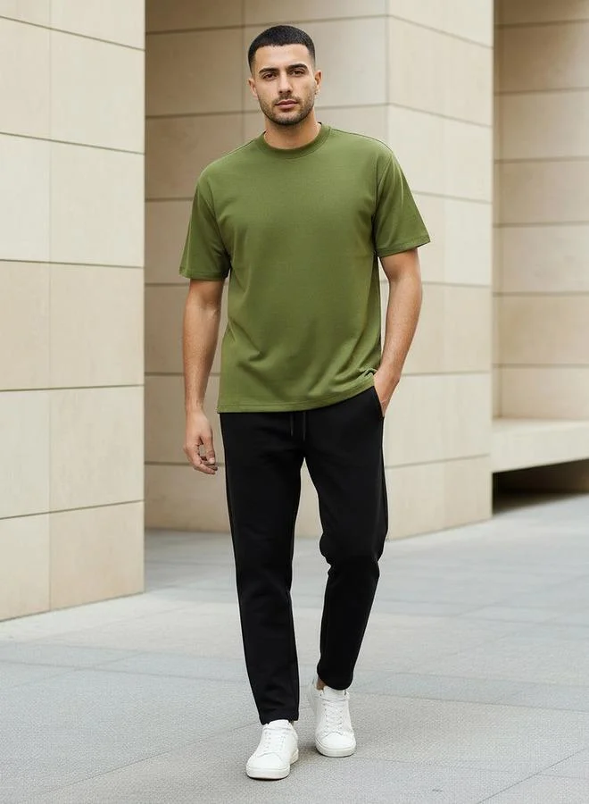 Splash FAV Men Relaxed Fit Crew Neck Drop Shoulder Sleeve T shirt