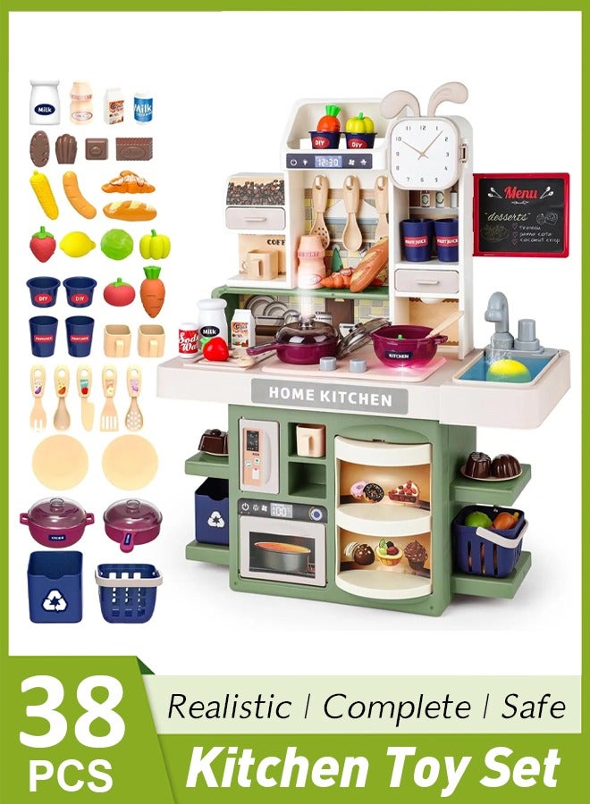 Kids Play Kitchen Set, Toddler Kitchen Playset with Sound & Light, Mini Kitchen Set for Kids,Cooking Stove with Steam, Play Sink, Play Food Toy and Kitchen Accessories, Kids Pretend Play Kitchen Set,Pretend Kitchen Toy for Kids Girls Boys 1-3  - Image 1