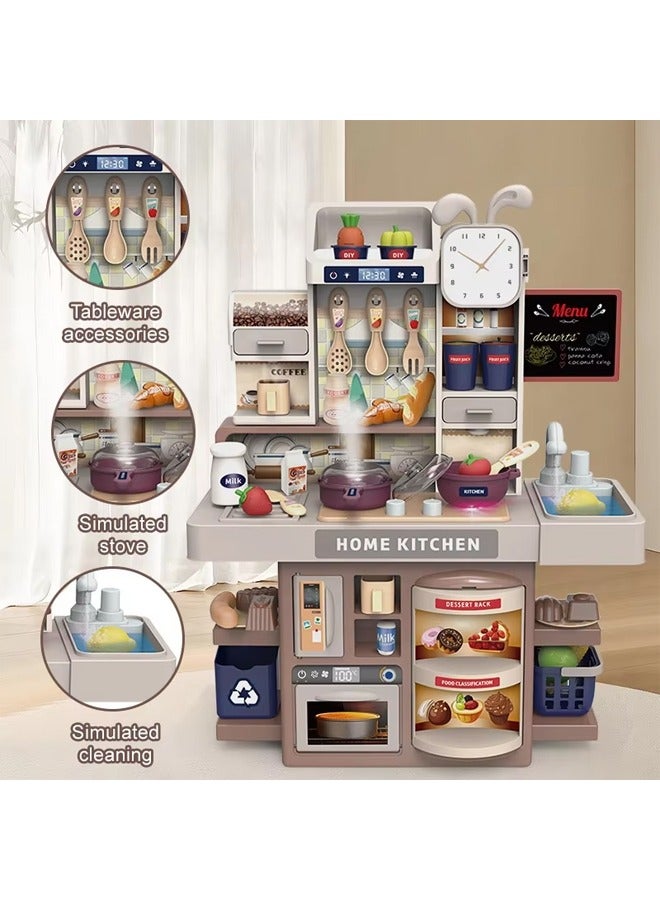 Kids Play Kitchen Set, Toddler Kitchen Playset with Sound & Light, Mini Kitchen Set for Kids,Cooking Stove with Steam, Play Sink, Play Food Toy and Kitchen Accessories, Kids Pretend Play Kitchen Set,Pretend Kitchen Toy for Kids Girls Boys 1-3  - Image 5