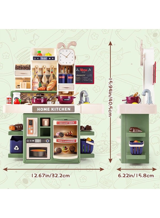 Kids Play Kitchen Set, Toddler Kitchen Playset with Sound & Light, Mini Kitchen Set for Kids,Cooking Stove with Steam, Play Sink, Play Food Toy and Kitchen Accessories, Kids Pretend Play Kitchen Set,Pretend Kitchen Toy for Kids Girls Boys 1-3  - Image 2