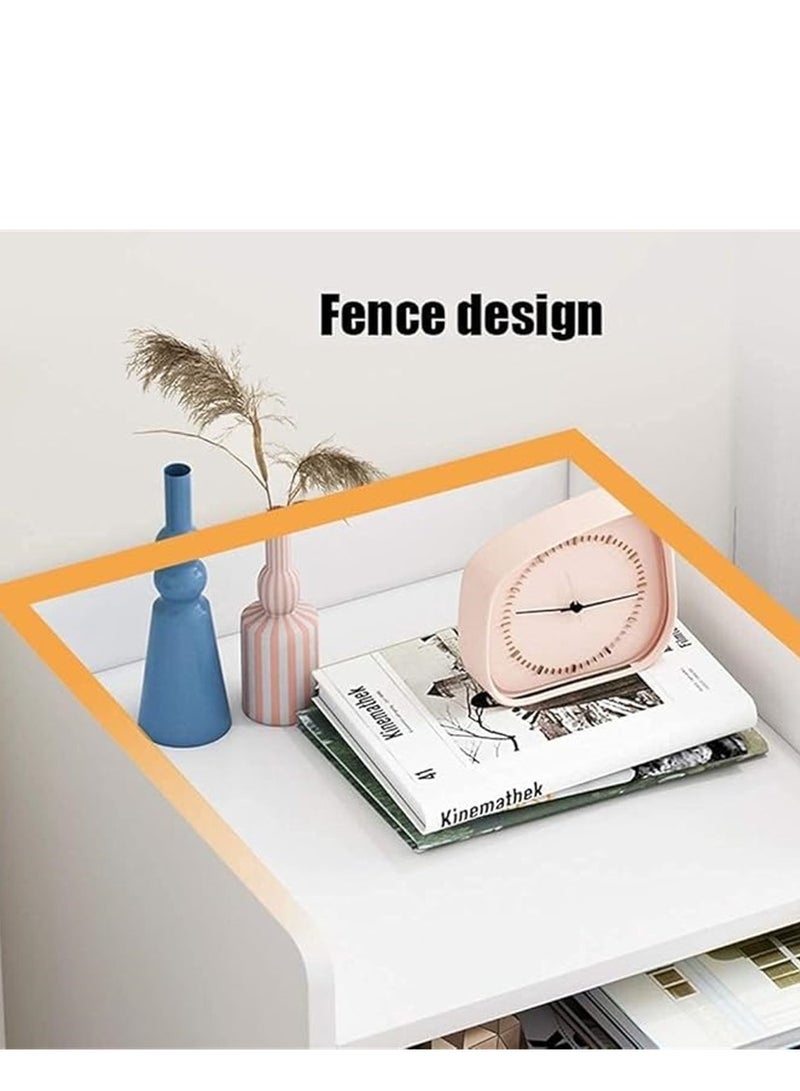 طاولة الخشبية، منزل جنب السرير طاولة تخزين الخزانة مع 2 الدرج، متعددة الوظائف الليلية الوقوف الجدول الجانبي تصميم الأثاث الحديث لغرفة النوم غرفة المعيشة مكتب (CT055 الأبيض) - Image 4