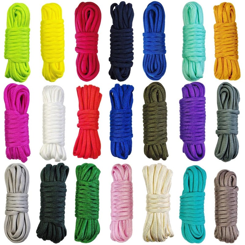 AOHO MOOON 21 Colors Paracord (10FT Each Color), 550lb Parachute Cord Combo Kit for Crafting Bracelets, Lanyards, Dog Collars (21 Colors PureA, 10FT) - Image 1