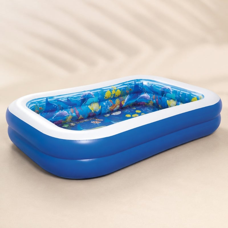 3D Undersea Adventure Pool for backyard use, PVC material, blue color, extra-thick durable walls and easy setup - Image 1