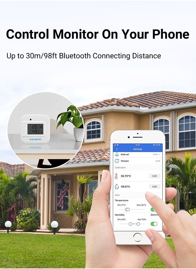 INKBIRD - INKBIRD Bluetooth Temperature and Humidity Monitor Thermometer Hygrometer Smart Sensor IBS-TH2 Plus with External Temperature & Humidity Probe Indoor Supports Temp Humid Probe - Image 1