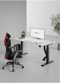 AFTERWORK Neo Max Series Electric Height Adjustable Standing Desk Gaming Table | 120x70 cm | Black Frame & White Table Top | Advanced Control | Dual Motor | Ergonomic Design  - Image 3