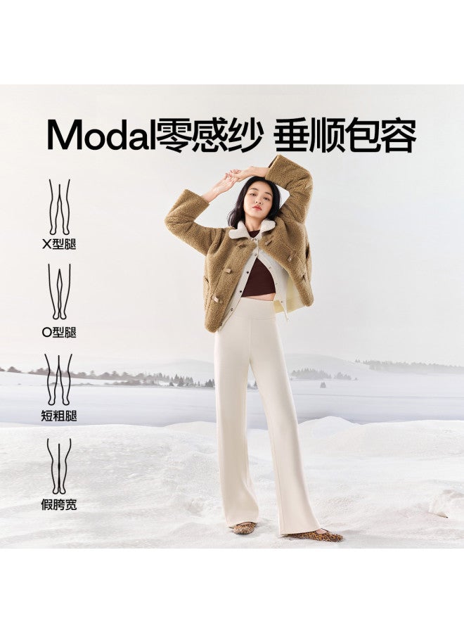 SIINSIIN [Yang Mi Same Style] Fleece Straight-Leg Pants With Draping Effect, Versatile High-Waist Slimming Casual Pants For Women, Autumn And Winter Wide-Leg Trousers - Image 4