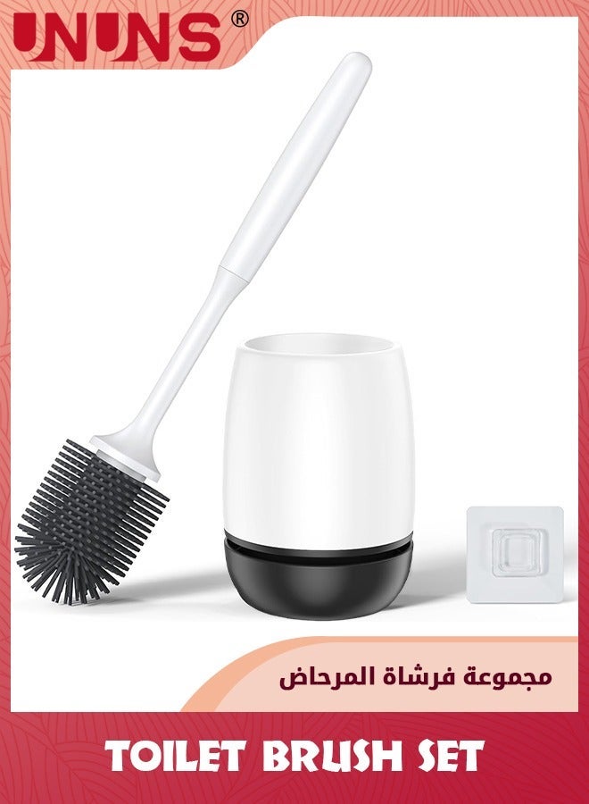 UNUNS Toilet Brush,Lefree Silicone Brush And Holder Set With Ventilated Holder,Toilet For Bathroom,Floor Standing Wall Mounted Scrubber Without Drilling - Image 1