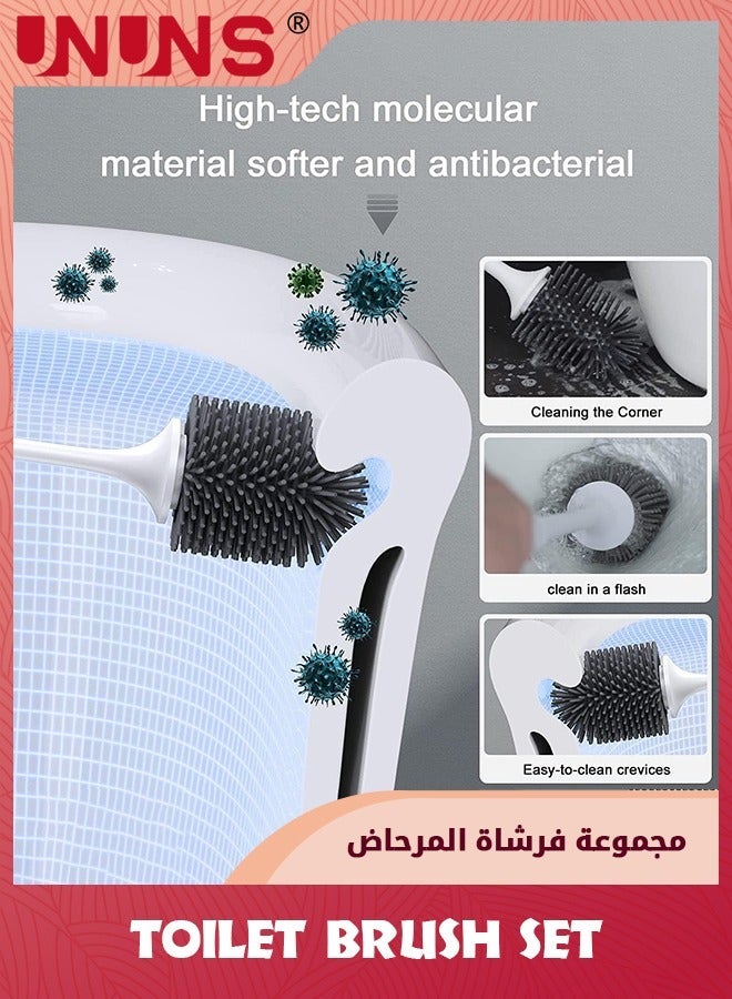 UNUNS Toilet Brush,Lefree Silicone Brush And Holder Set With Ventilated Holder,Toilet For Bathroom,Floor Standing Wall Mounted Scrubber Without Drilling - Image 2