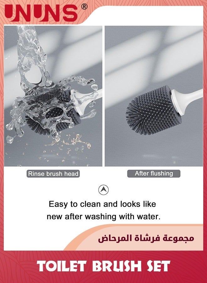 UNUNS Toilet Brush,Lefree Silicone Brush And Holder Set With Ventilated Holder,Toilet For Bathroom,Floor Standing Wall Mounted Scrubber Without Drilling - Image 3