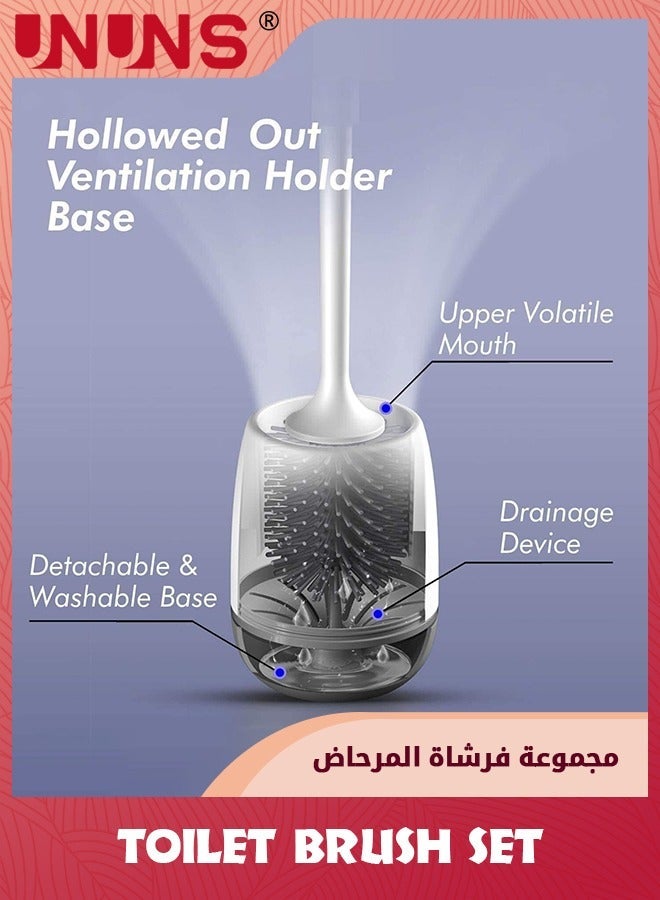 UNUNS Toilet Brush,Lefree Silicone Brush And Holder Set With Ventilated Holder,Toilet For Bathroom,Floor Standing Wall Mounted Scrubber Without Drilling - Image 4