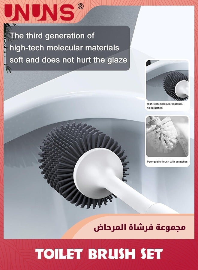 UNUNS Toilet Brush,Lefree Silicone Brush And Holder Set With Ventilated Holder,Toilet For Bathroom,Floor Standing Wall Mounted Scrubber Without Drilling - Image 5