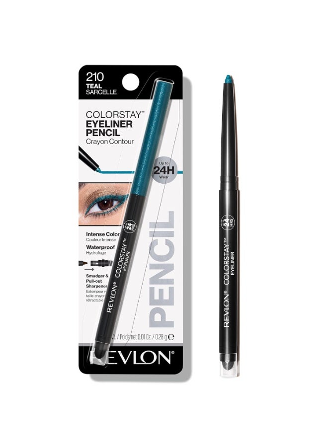 Revlon ColorStay Pencil Eyeliner with Built-in Sharpener, Waterproof, Smudgeproof, Longwearing Eye Makeup with Ultra-Fine Tip, 0.028 oz TEAL - Image 1