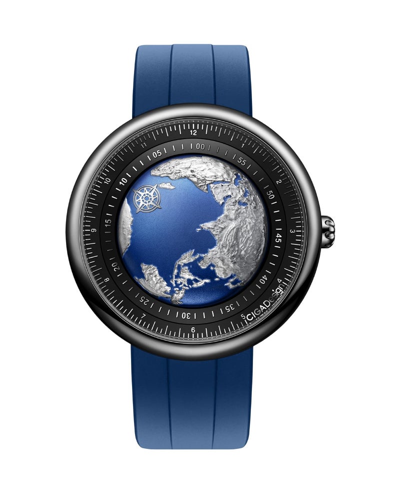 CIGA Design Mechanical Automatic Watch Blue Planet U Series Titanium Case Sapphire Crystal Fluororubber Strap Watches for Men and Women - Image 2