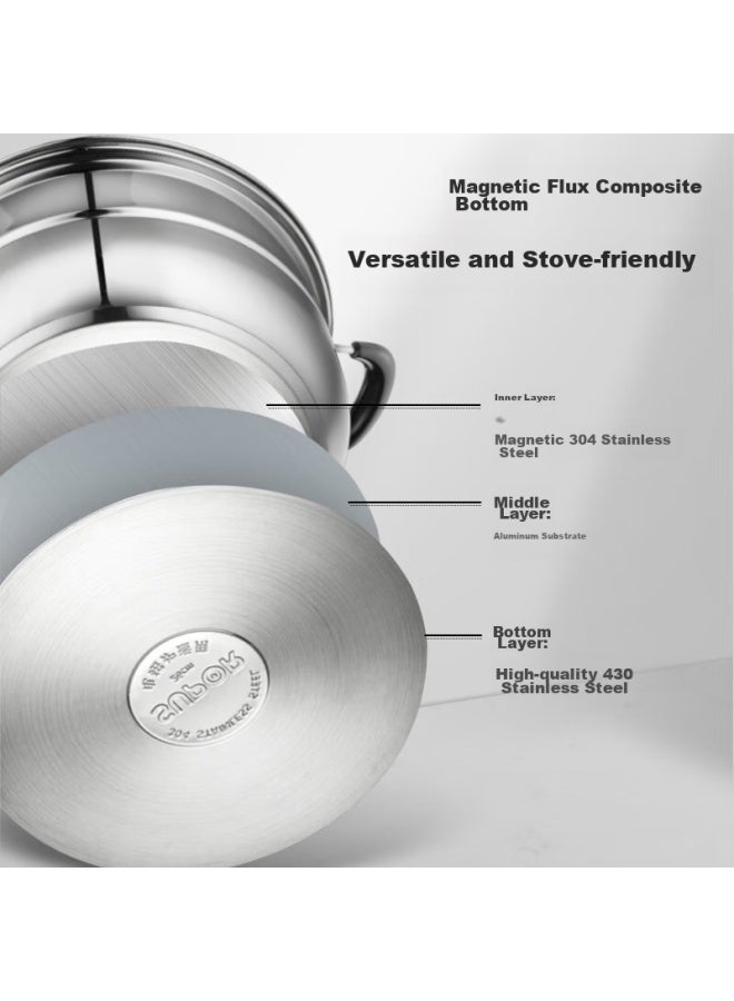 Supor Steamer Pot, 304 Stainless Steel, 32cm Large Size, High Dome Lid, Visible, Three-layer Base, For Steaming Fish And Soup, Steamer Basket, Sz32b17 - Image 5