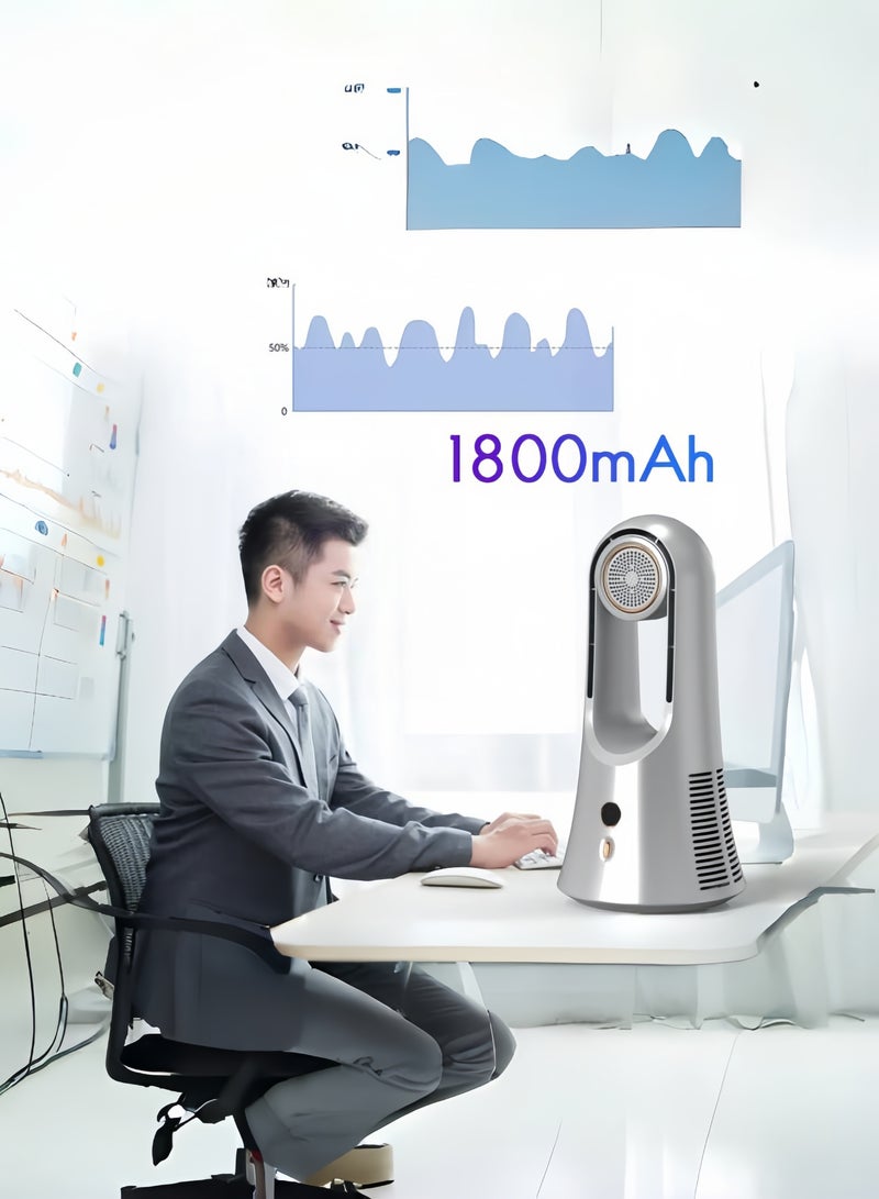 Ecverbyh Aroma Bladeless Air Conditioner Fan 1800MAh Li-ION Battery 6 Speed ​​Adjustable Efficient Endurance Fan - Image 5