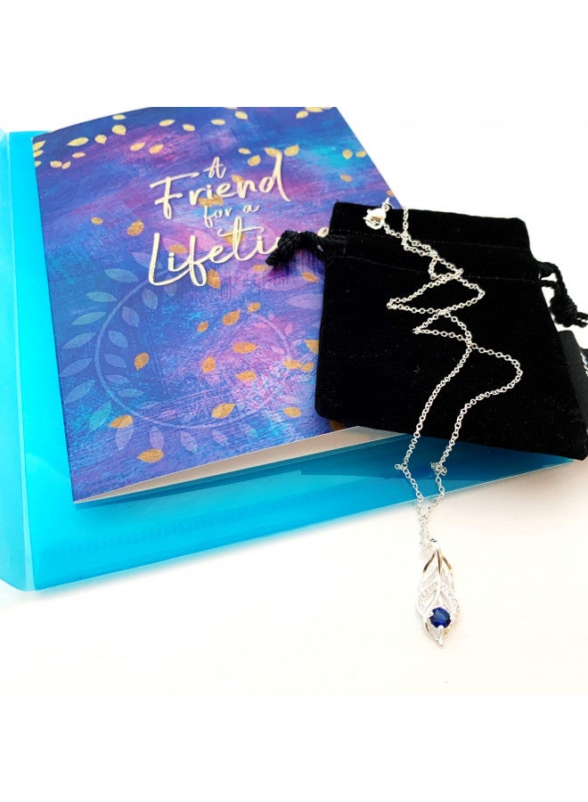 Smiling Wisdom Smiling Wisdom - Friendship - Reason Season Lifetime Friend Greeting Card and Leaf Necklace Gift Set - Woman BFF (Blue Leaf - Silver) - Image 5