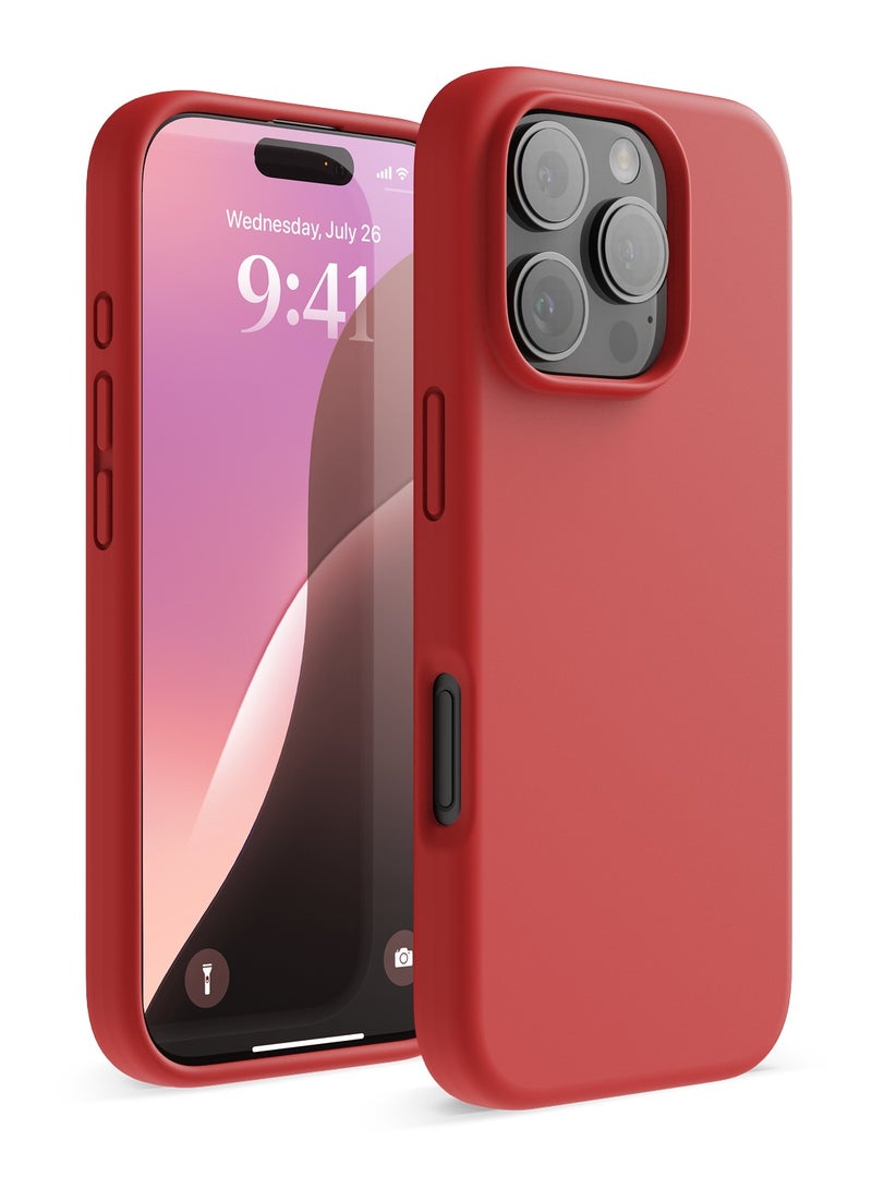 Elago Liquid Silicone for iPhone 16 PRO Case Cover Full Body Protection, Shockproof, Slim, Anti-Scratch Soft Microfiber Lining - Red