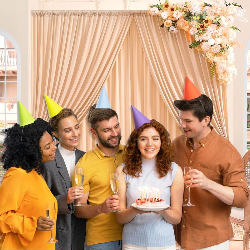 ZEBMOON ستارة خلفية شامبانيا 10 × 7 قدم للحفلات، ستائر خلفية لجلسات التصوير، عيد ميلاد، زفاف، هالوين، عيد الشكر، عيد الميلاد، زينة حفلة رأس السنة 5 قدم × 7 قدم، 2 لوحات - Image 5