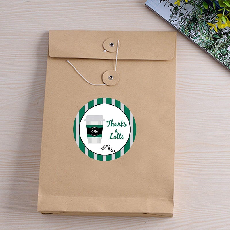 Besttile Thanks A Latte Stickers,1.5 Inch Customer Appreciation Labels for Favors Bags,Envelope Seals,Goodie Bags,Suitable for Small Business,Cafe,500 Pcs Per Roll - Image 5