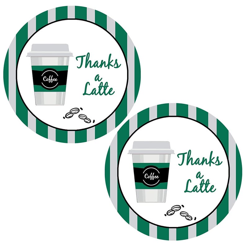 Besttile Thanks A Latte Stickers,1.5 Inch Customer Appreciation Labels for Favors Bags,Envelope Seals,Goodie Bags,Suitable for Small Business,Cafe,500 Pcs Per Roll - Image 2