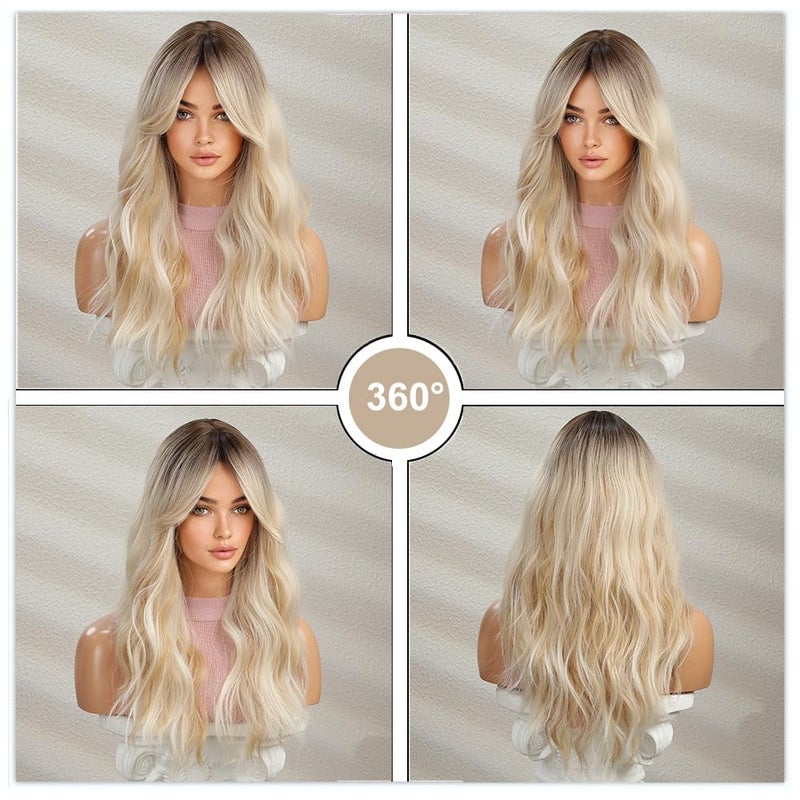 Esmee Long Wavy Ombre Blonde Wigs for Women Natuaral Synthetic Hair Heat Resistant Wig for Daily Party Cosplay Use - Image 5