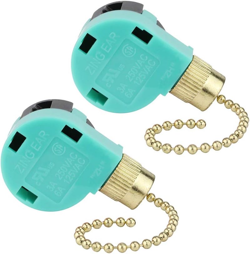 DAYONE Ceiling Fan 3 Speed Pull Chain Switch Control Replacement, 2PCS Brass - Image 1