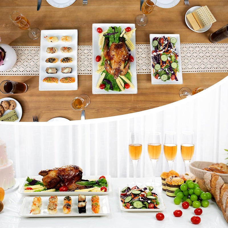 Kassel Ceramic Serving Platter Set | 14”/12”/10” Rectangular Serving Trays for Entertaining at Parties and Weddings | Oven Safe Large Serving Trays for Tacos, Steak and Cake - Image 3