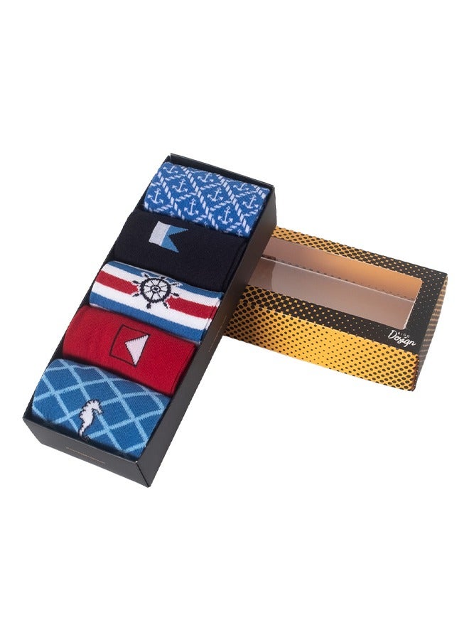 بيج ديزاين 5 أزواج جوارب رجالي تصميم المحيط - Image 3