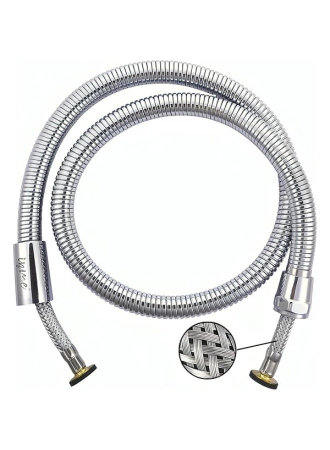 Colro Global Pullout Shower Tube Hose for health faucet bidet telephone hand shower, 1mtr length, Silver Extra Heavy - Image 1