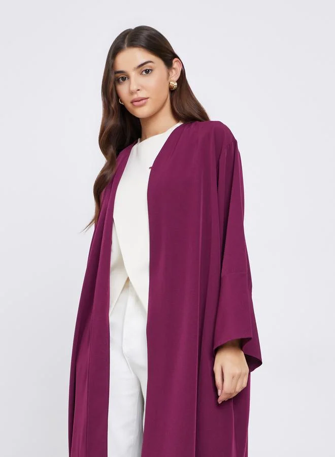 Styli Styli Textured Abaya with Button Loop Closure