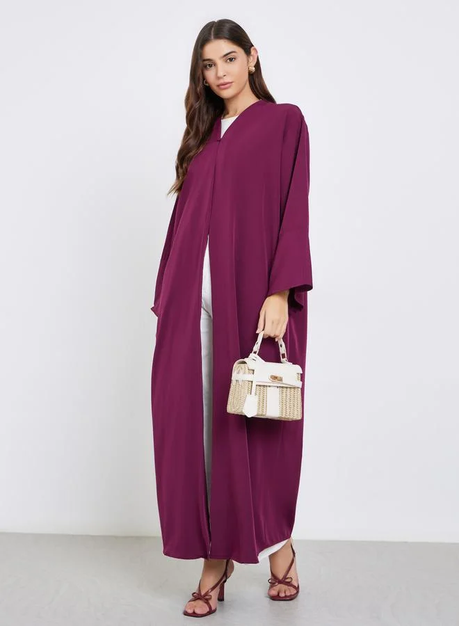 ستايلي Styli Textured Abaya with Button Loop Closure