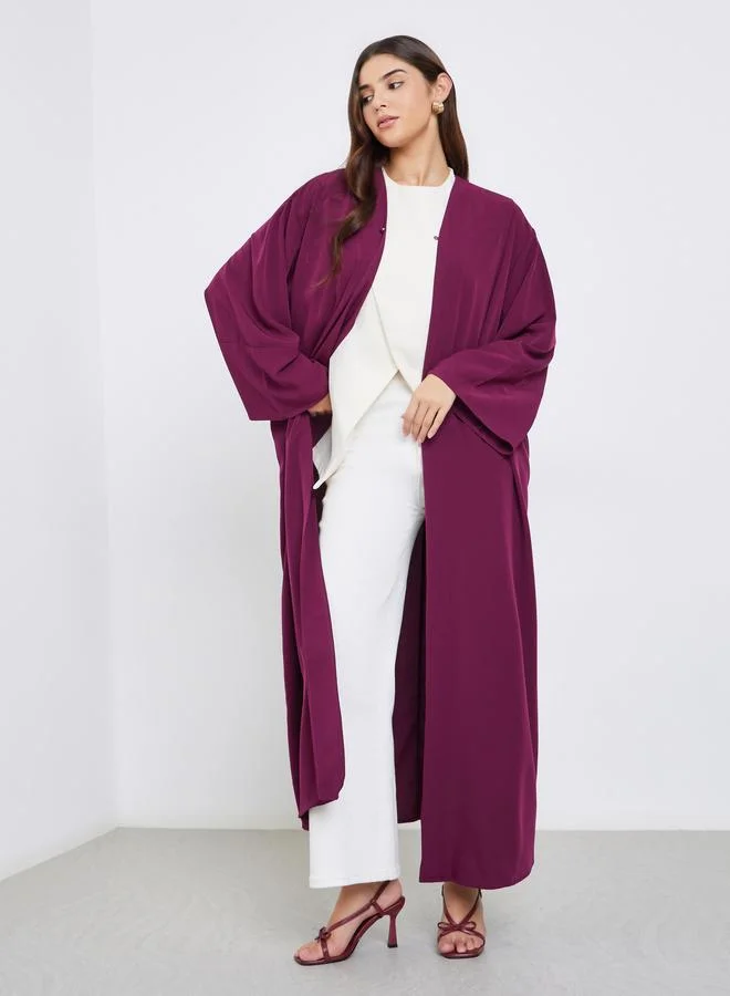 ستايلي Styli Textured Abaya with Button Loop Closure