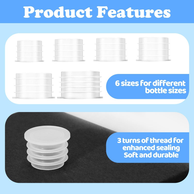 Ayzylpth 60-Pack Salt and Pepper Shaker Plugs, Reusable Salt Shaker Stopper Plug, 6 Size Salt Shaker Plug Replacement, for Bottle Neck Diameters 0.39â€, 0.47â€, 0.55â€, 0.63â€, 0.7â€, 0.9â€Bottles - Image 3