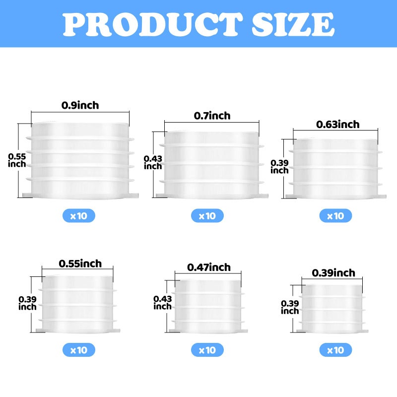 Ayzylpth 60-Pack Salt and Pepper Shaker Plugs, Reusable Salt Shaker Stopper Plug, 6 Size Salt Shaker Plug Replacement, for Bottle Neck Diameters 0.39â€, 0.47â€, 0.55â€, 0.63â€, 0.7â€, 0.9â€Bottles - Image 2