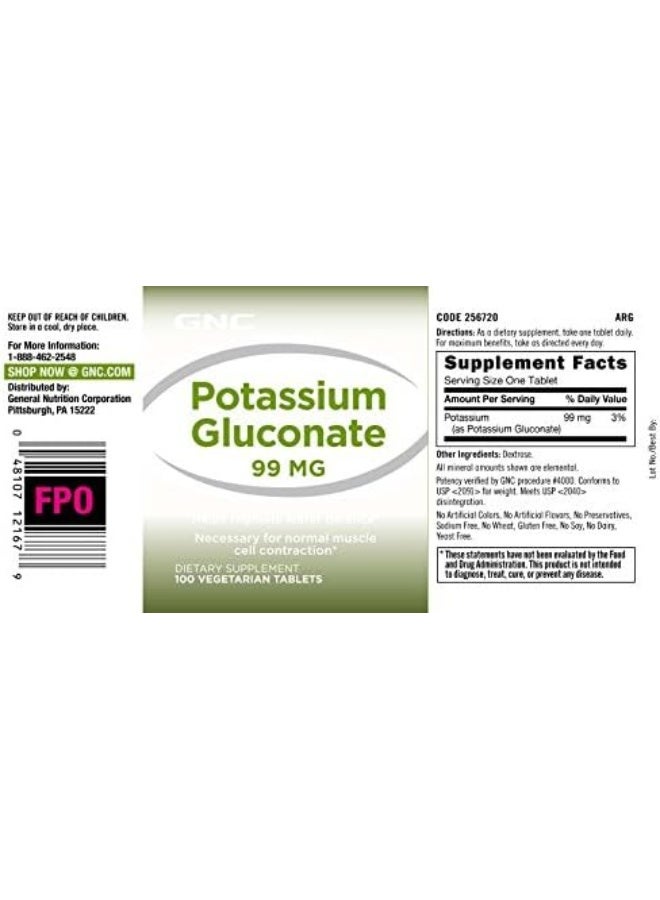GNC Potassium Gluconate 99 Mg - Image 3