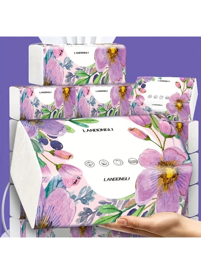 10 Packs Lavender Floral Facial Tissue Paper 270 Sheets Per Pack Dye Free - Image 4