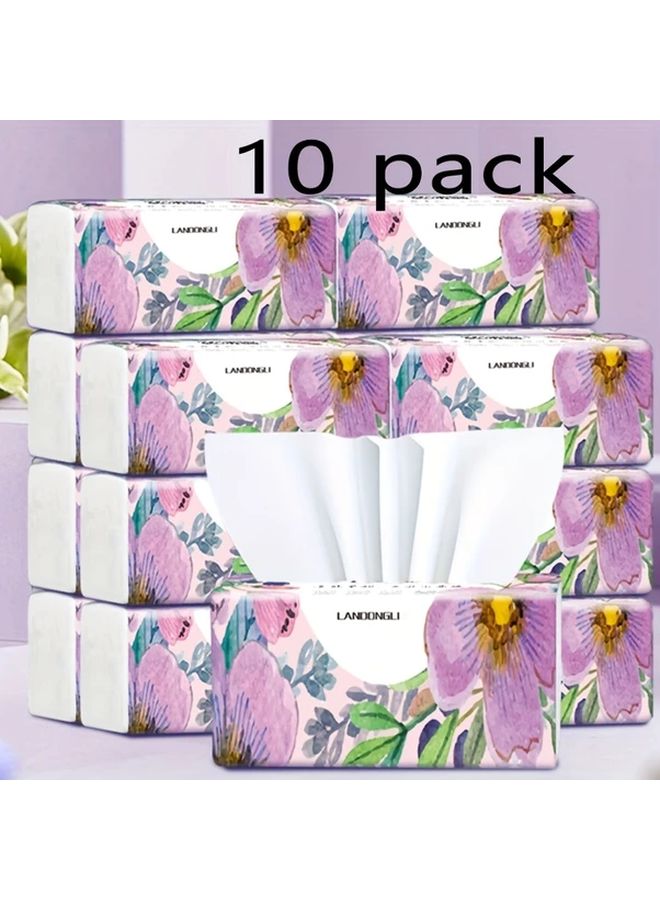 10 Packs Lavender Floral Facial Tissue Paper 270 Sheets Per Pack Dye Free - Image 1