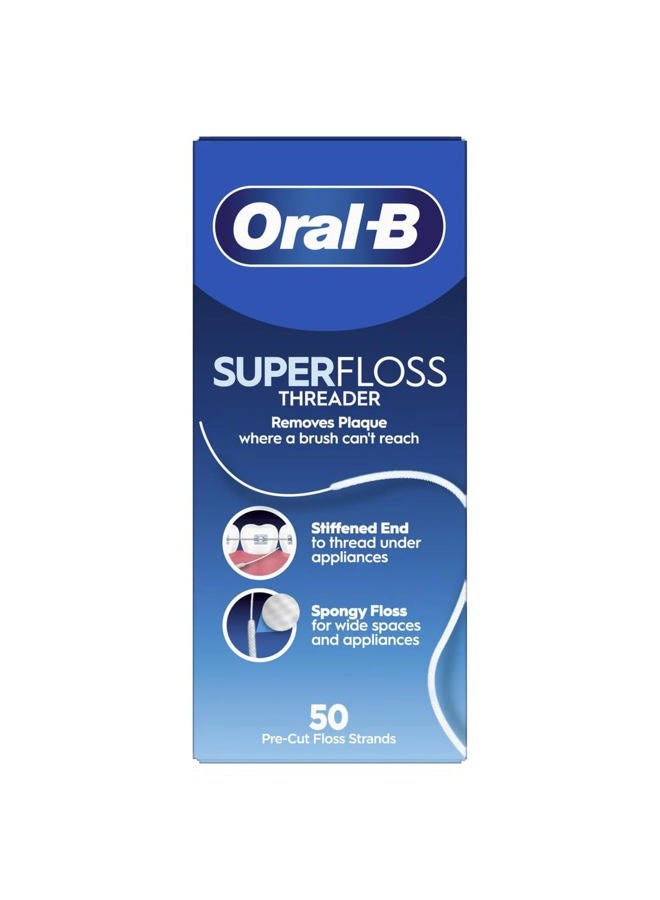 Oral-B Super Floss Pre-Cut Mint Strands,Threaders 50 Count per Pack, Pack of 12 - Image 3