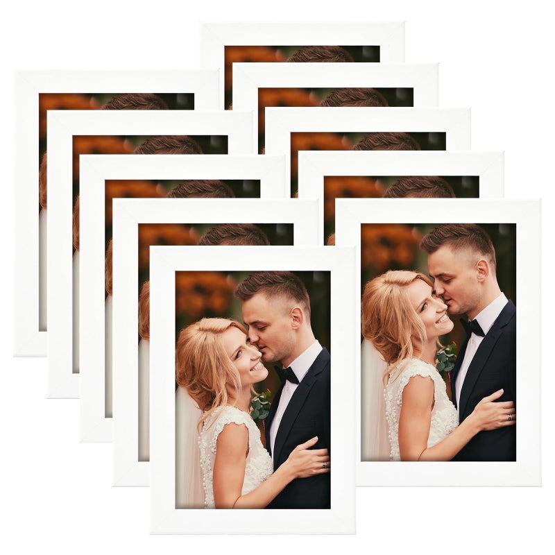 HappyHapi 4x6 Picture Frame Set of 10  Photo Frame for 4x6 Photos  Tabletop or Wall Mount Display Picture Frames  4x6 Frames Collage for Home D?cor (White) - Image 1